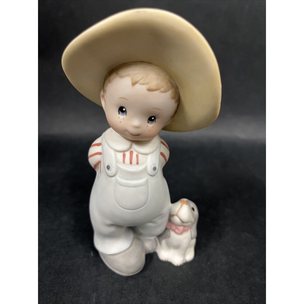 Vintage HOMCO Boy With Dog‎ Bearing Gift Figurine #1436 Decor 5'' Tall EUC